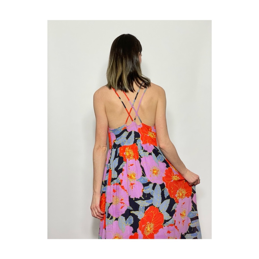 LOFT bold floral maxi dress
